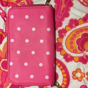 Pink and white poke a dot wallet